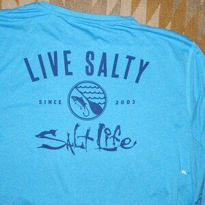 Salt Life Men's 2XL Blue Long Sleeve - Live Salty - Pocket Shirt